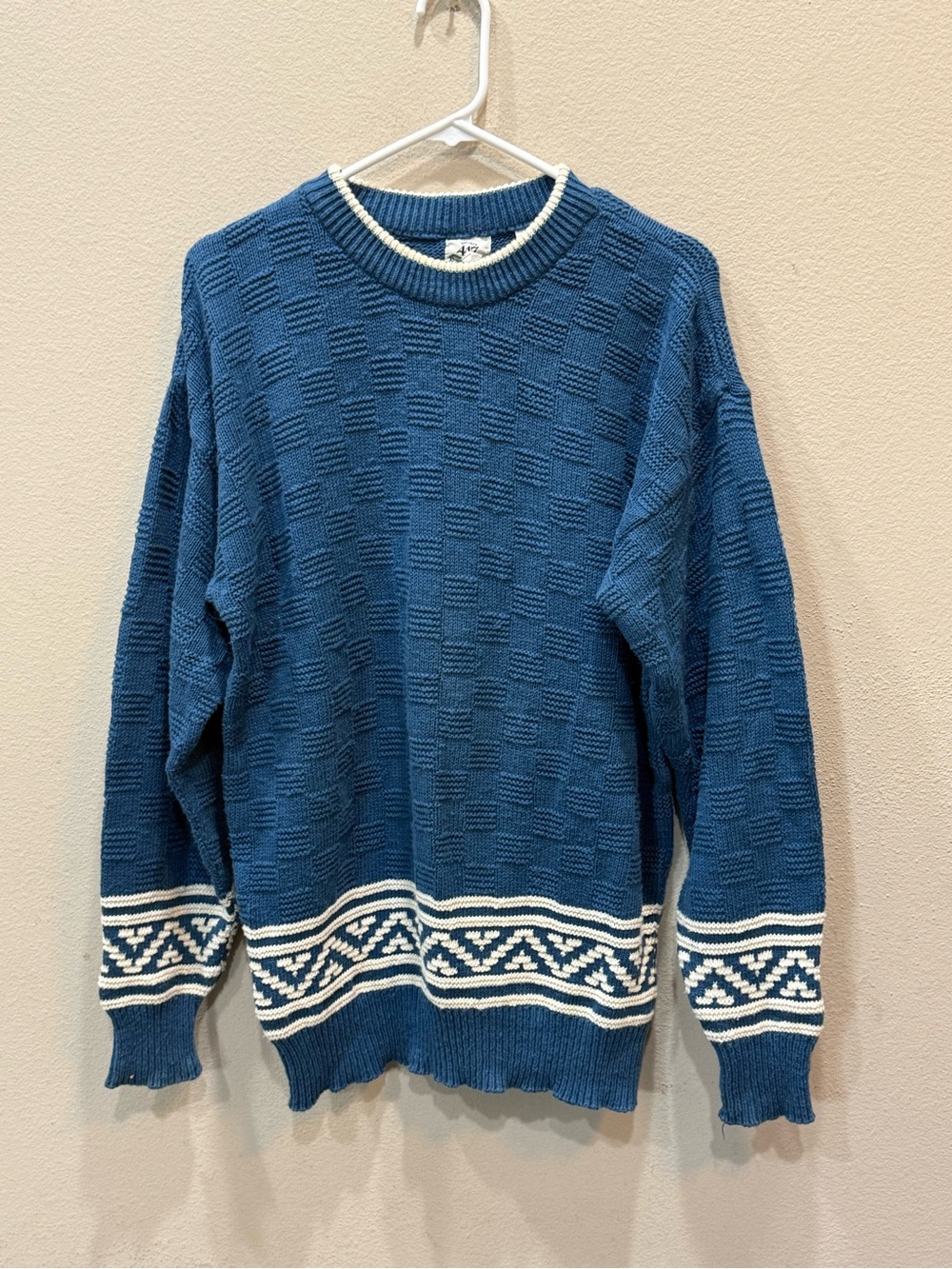 Vintage 90s Van Heusen 417 Men’s Grandpa Sweater Blue Multicolored Size L